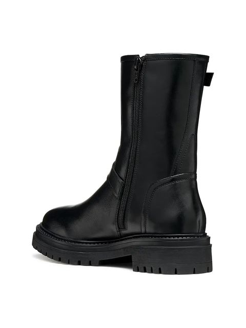 Geox botki skórzane D IRIDEA damskie kolor czarny na płaskim obcasie D56HRD 00043 C9999