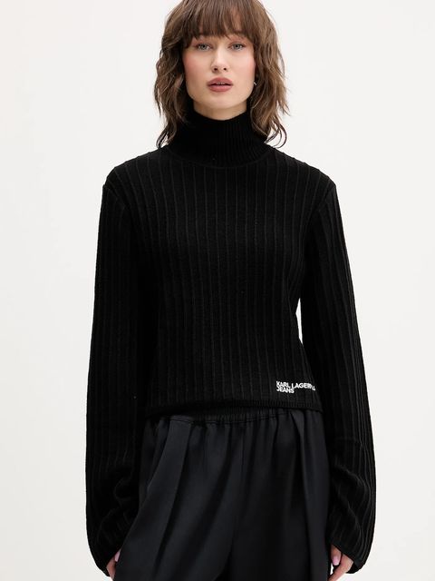 Karl Lagerfeld Jeans sweter damski kolor czarny z golfem A4W18021 - zdjęcie produktu nr 1