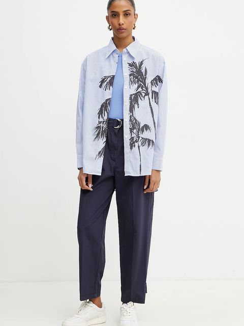 MAX&Co. koszula bawełniana damska kolor niebieski relaxed z kołnierzykiem klasycznym 2516111073200 - zdjęcie produktu nr 2