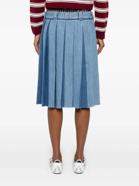 Miu Miu pleated denim skirt - Blue