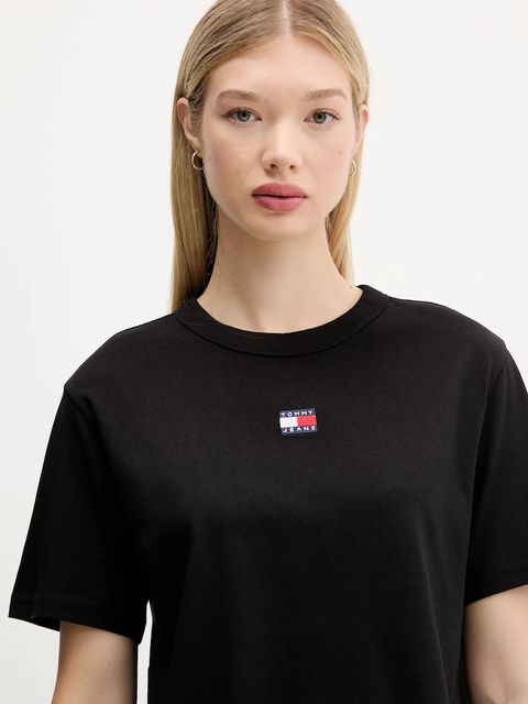 Tommy Jeans t-shirt bawełniany damski kolor czarny DW0DW22202