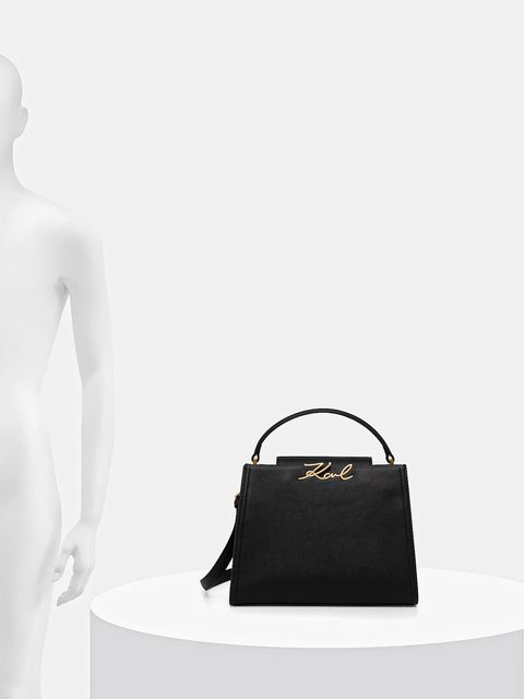 Karl Lagerfeld torebka skórzana K/SIGNATURE kolor czarny B1W30058