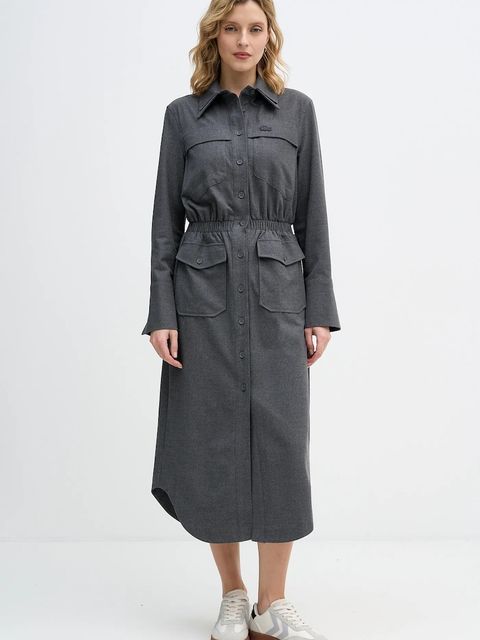 Lacoste sukienka kolor szary midi prosta EF2604 - zdjęcie produktu nr 1