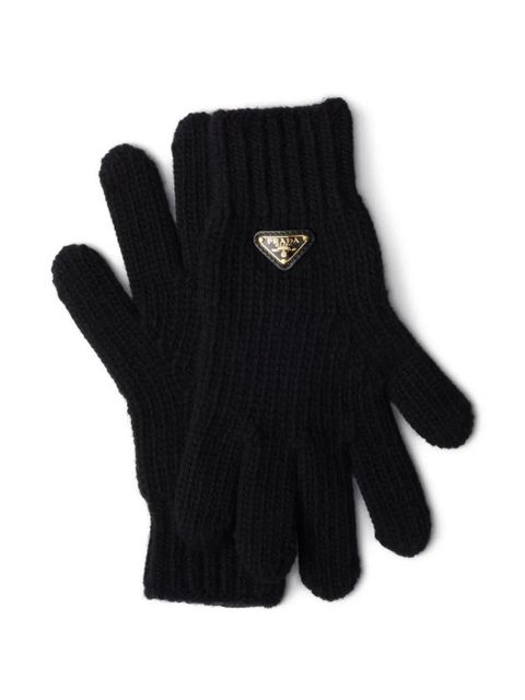 Prada triangle-logo gloves - Black - zdjęcie produktu nr 1