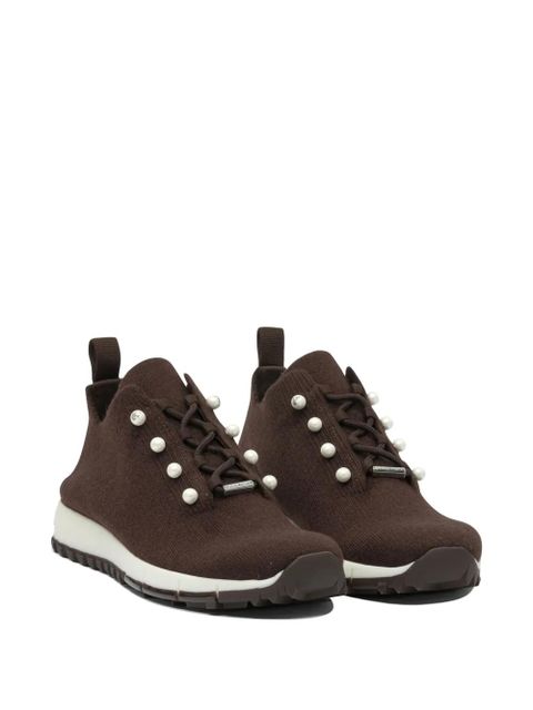 Jimmy Choo Veles cashmere faux pearl-detail sneakers - Brown - zdjęcie produktu nr 2