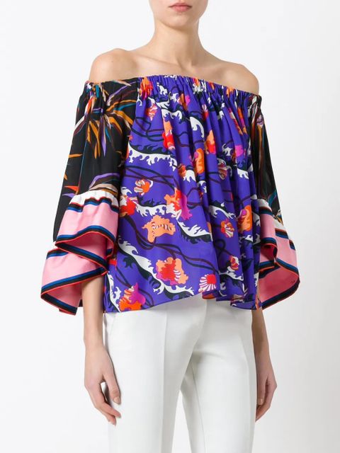 PUCCI off shoulder floral blouse - Multicolour