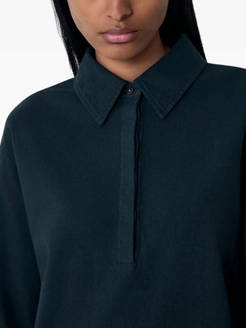 The Row Roddie long-sleeve buttoned polo shirt - Black