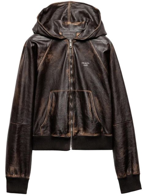 Prada hooded leather jacket - Brown - zdjęcie produktu nr 1