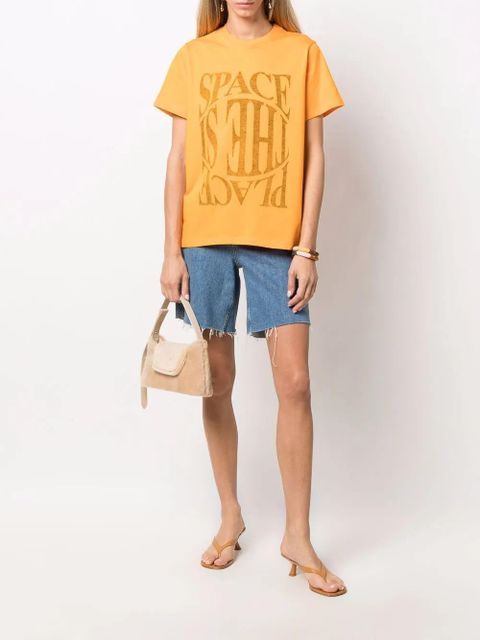 GANNI slogan print T-shirt - Orange