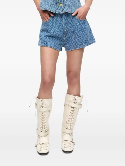 GANNI logo patch shorts - Blue