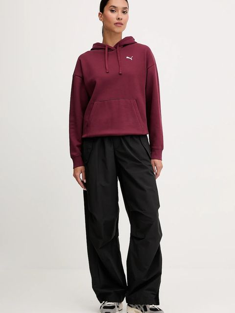 Puma bluza damska kolor bordowy z kapturem gładka 682385 - zdjęcie produktu nr 2
