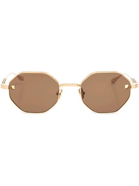 VALENTINO GARAVANI EYEWEAR Rockstud-embellished octogonal-frame sunglasses - Gold - zdjęcie produktu nr 1