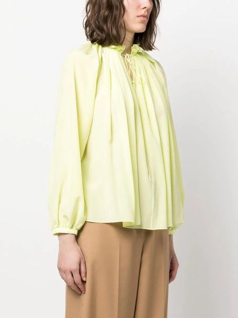Lanvin pleated-neckline silk blouse - Green