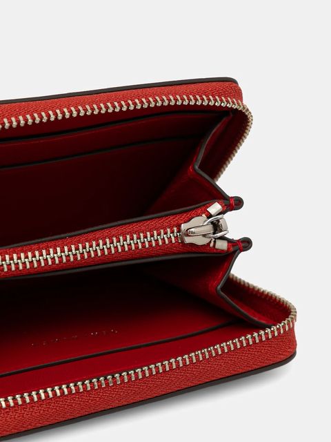 Tory Burch portfel skórzany Kira Croc Small Zip damski kolor czerwony 174401.600 - zdjęcie produktu nr 2