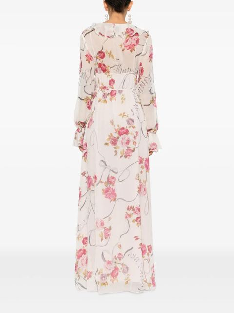 Blumarine floral-print maxi dress - Neutrals