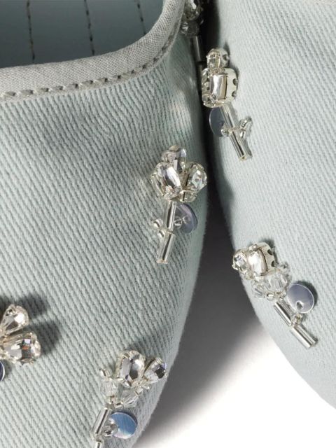 Miu Miu embroidered drill ballerinas - Green