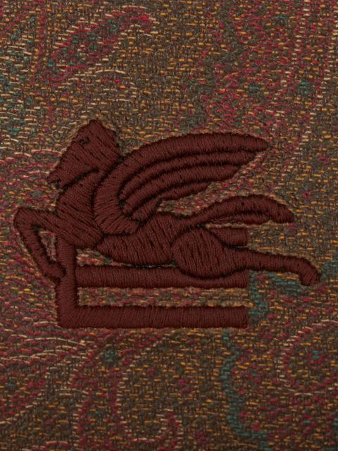 ETRO logo-embroidered jacquard leather wallet - Brown