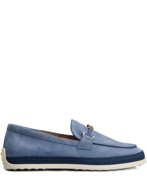 Tod's rafia-trimmed suede loafers - Blue - zdjęcie produktu nr 1