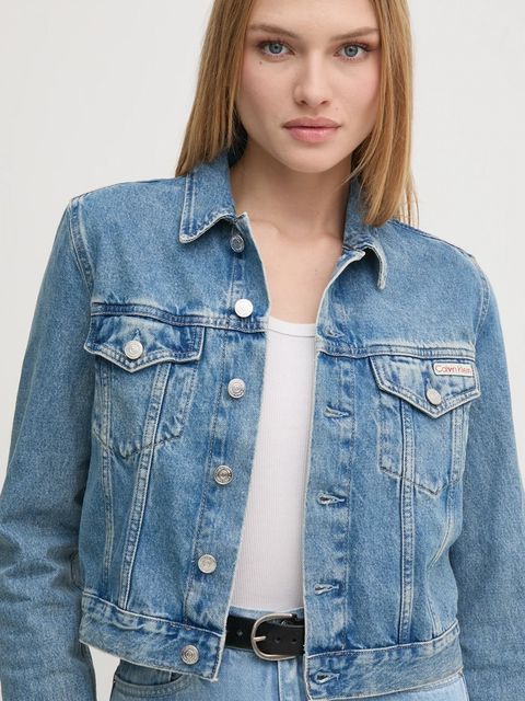 Calvin Klein Jeans kurtka jeansowa damska kolor niebieski przejściowa J20J224542