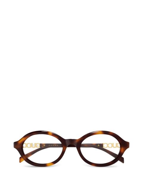 Gucci Eyewear logo round-frame glasses - Brown