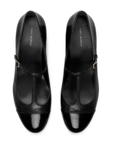 Tory Burch 25mm cap-toe T-strap ballerina shoes - Black