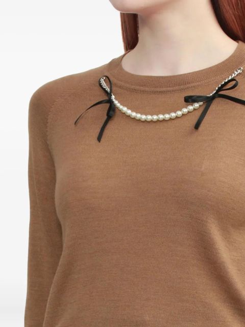 Simone Rocha embellished raglan-sleeve sweater - Brown