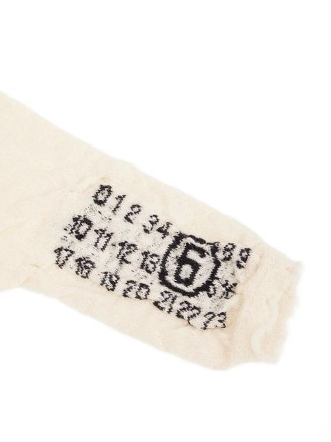 MM6 Maison Margiela numbers-motif knitted gloves - White