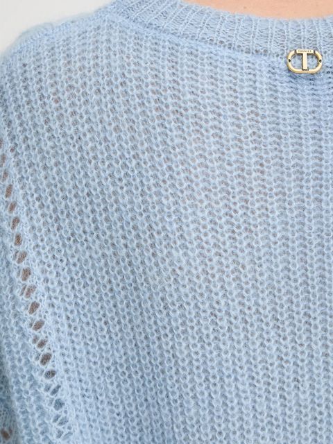Twinset sweter z wełną damski kolor niebieski lekki 252TT3201