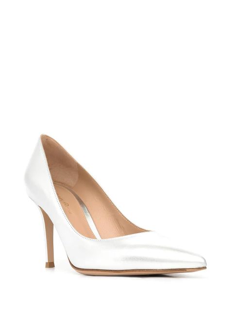 Gianvito Rossi 85mm metallic leather pumps - Silver