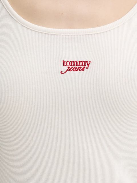 Tommy Jeans sukienka kolor beżowy midi dopasowana DW0DW20330