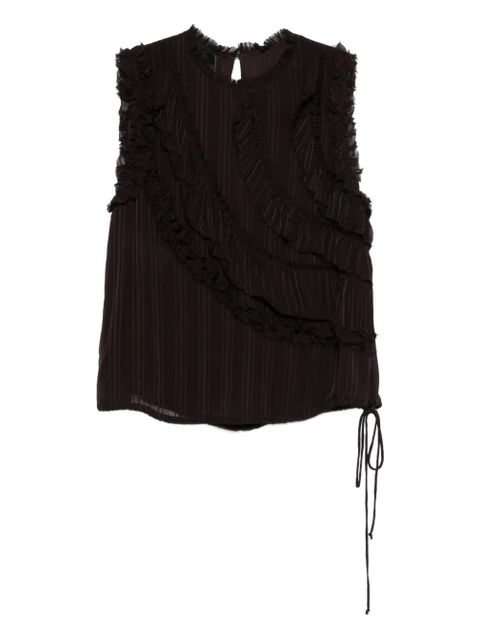 PINKO ruffled sleeveless top - Brown - zdjęcie produktu nr 1
