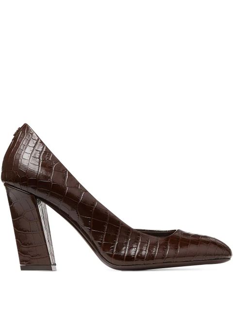 Jimmy Choo 85mm Farren embossed crocodile-effect pumps - Brown - zdjęcie produktu nr 1