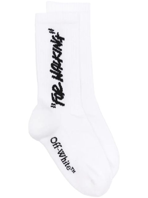 Off-White Quote ribbed-knit socks