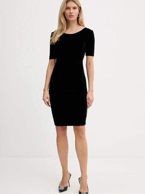 Armani Exchange sukienka welurowa kolor czarny mini dopasowana XW001300 AF16147