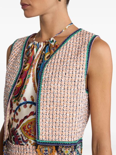 ETRO cropped tweed waistcoat - Neutrals