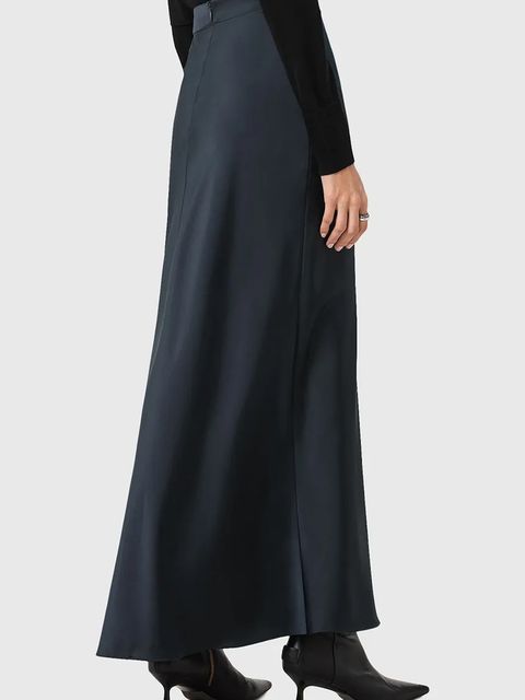 AllSaints spódnica ALEXIA kolor granatowy maxi prosta W051RB