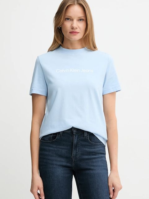 Calvin Klein Jeans t-shirt bawełniany damski kolor niebieski LV047C912G - zdjęcie produktu nr 1