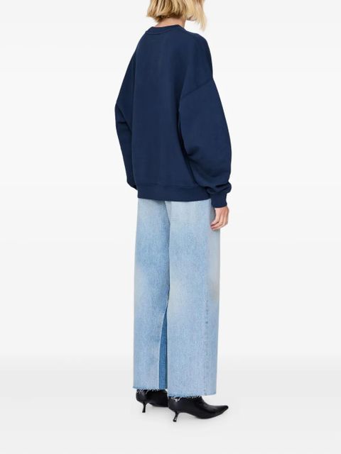 ANINE BING Miles Letterman embroidered-logo sweatshirt - Blue