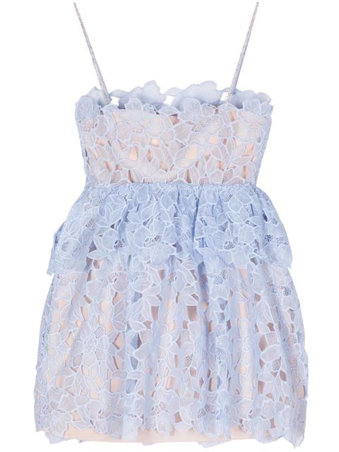 Self-Portrait corded-lace sheer minidress - Blue - zdjęcie produktu nr 1