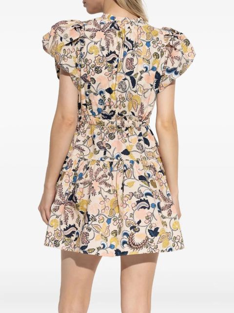 Ulla Johnson floral-print puff-sleeve mini dress - Neutrals