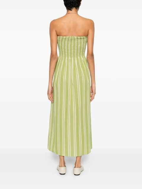 Faithfull the Brand Jamie Midi striped smocked dress - Green