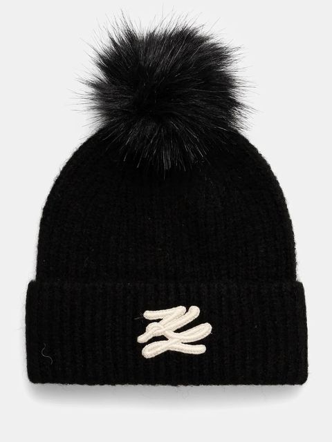 Karl Lagerfeld czapka kolor czarny z grubej dzianiny A1W33103 - zdjęcie produktu nr 1