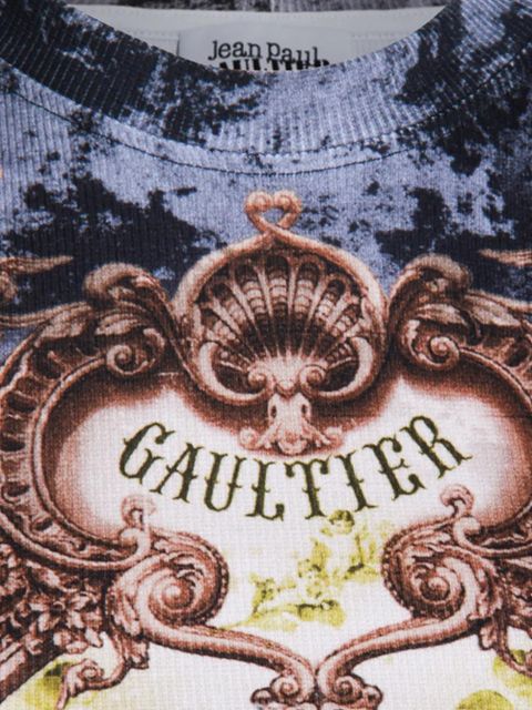 Jean Paul Gaultier baroque-print ribbed T-shirt - Blue