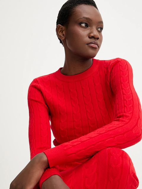 Answear.LAB sweter i spódnica damski kolor czerwony