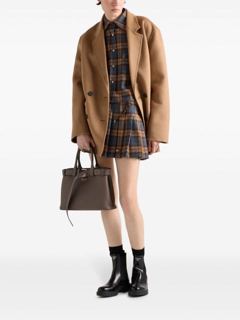 Prada checked wool mini skirt - Brown
