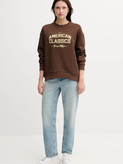 Tommy Hilfiger bluza damska kolor brązowy z aplikacją WW0WW45752