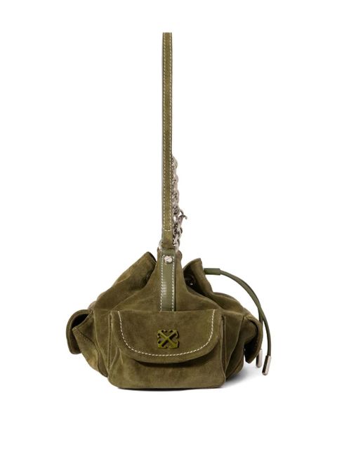Off-White Dumbo.B chain suede bucket bag - Green