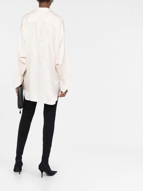 Balenciaga logo-jacquard twisted swing blouse - Neutrals