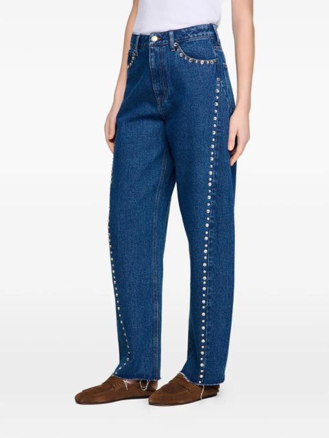 SANDRO rhinestone barrel trousers - Blue