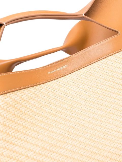Alexander McQueen The Bow straw-woven tote bag - Neutrals